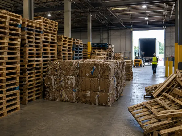 Sorted reusable and recoverable pallets in a recycling facility