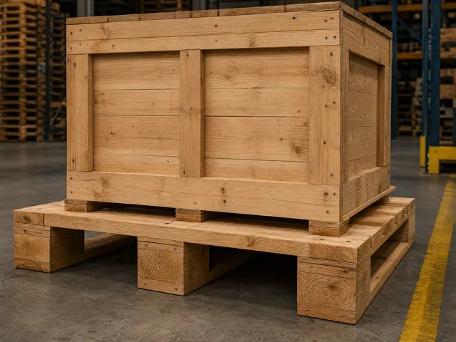 Custom heavy-duty wood pallet supporting an industrial load