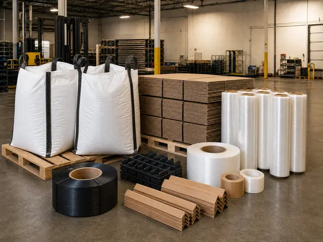 White FIBC super sacks in a warehouse staging area