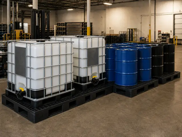 Industrial IBC totes with protective metal cages